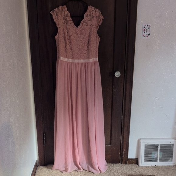 daisyander Dresses & Skirts - Daisyander Pink Lace Top Flowy Maxi Dress Bridesmaid Formal Size XL